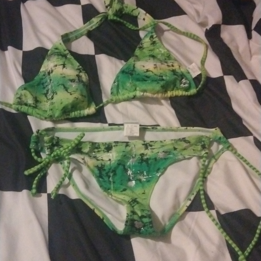 Billabong Green Tie-Dye Bikini